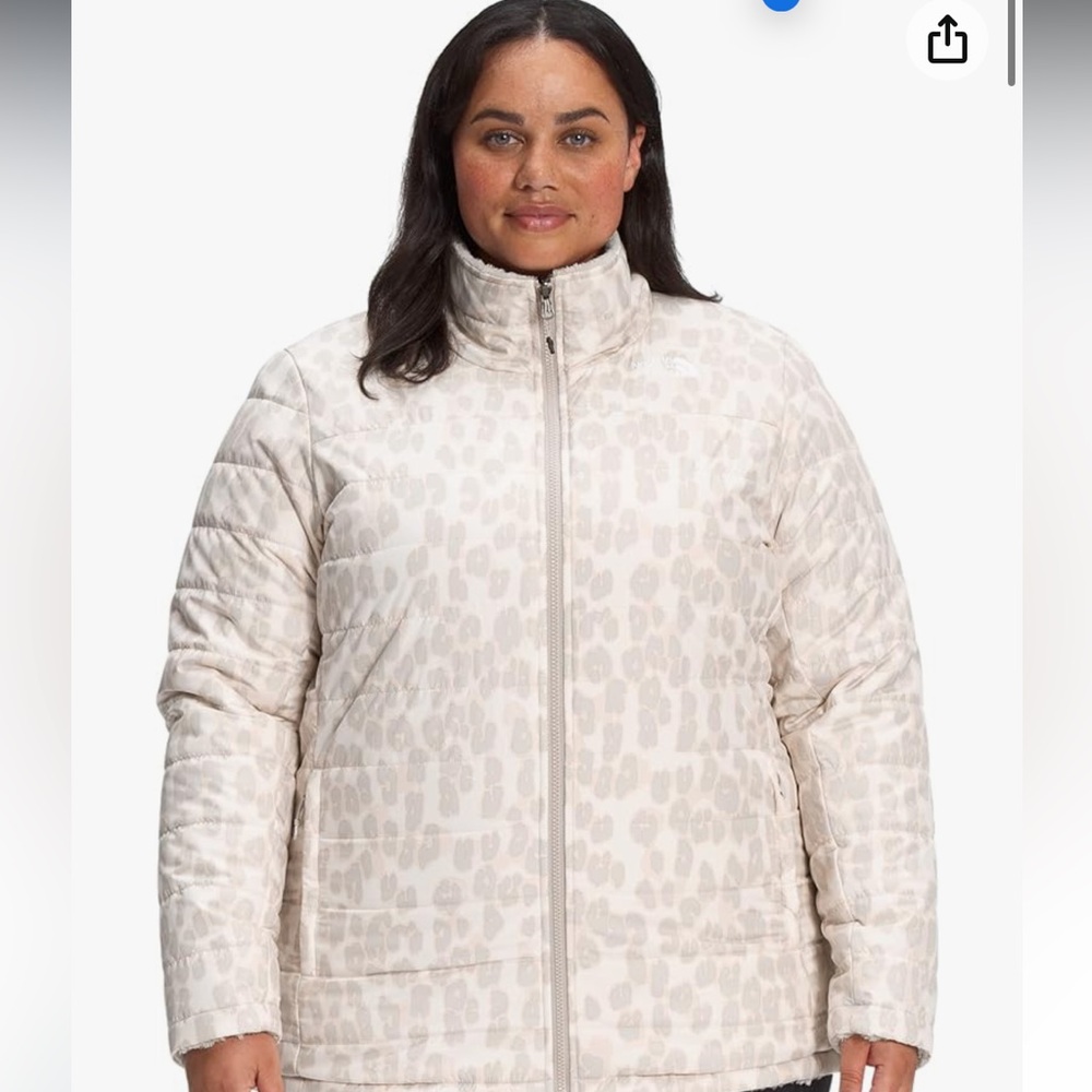 NORTH FACE  Mossbud Reversible Jacket, Silver Grey Leopard Print